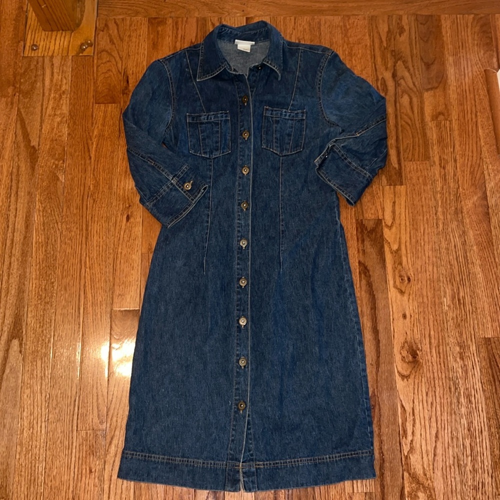 Hennes Collection Dark Denim Jean Quarter Sleeve Dress Women’s Size 6